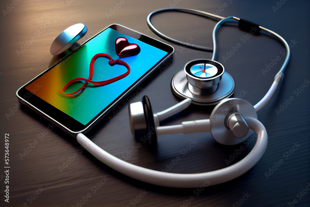 Close up of a stethoscope and digital phone with virtual electronic medical  record of patient on interface.Digital healthcare and network on modern  virtual screen, DNA medical technology, medicals Stock Illustration | Adobe