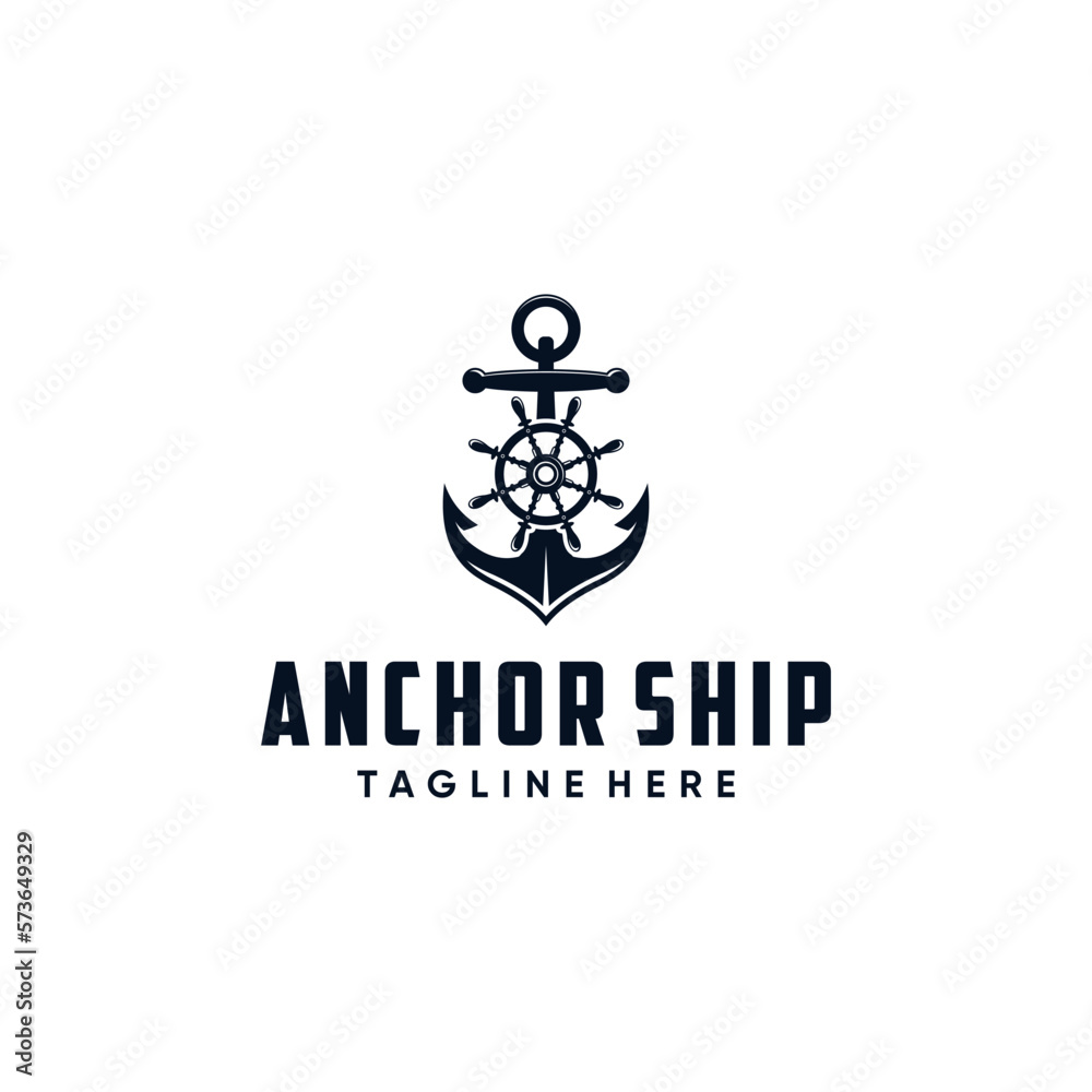 ILLUSTRATION MODERN ANCHOR SHIP VECTOR LOGO DESIGN