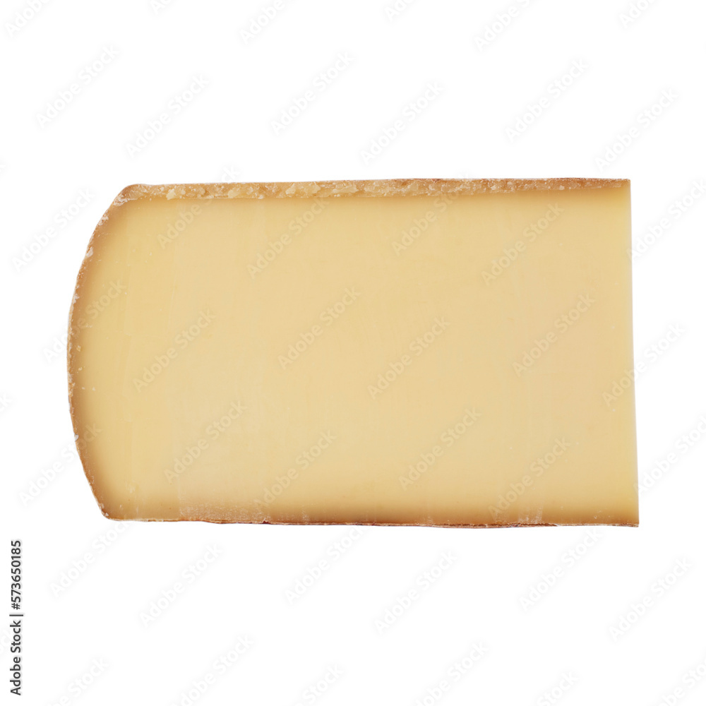 Comté cheese. Isolated on transparent background. Precision cut and