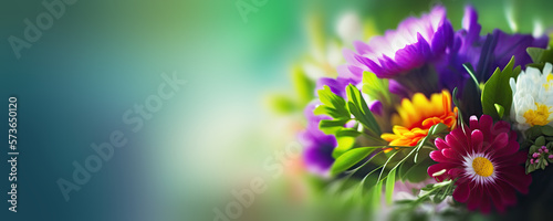 Fotografia Spring banner for 8 march, mother's day, colorful vibrant bouquet of various flowers