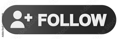 Принти на полотні 3D follow button. 3D illustration.
