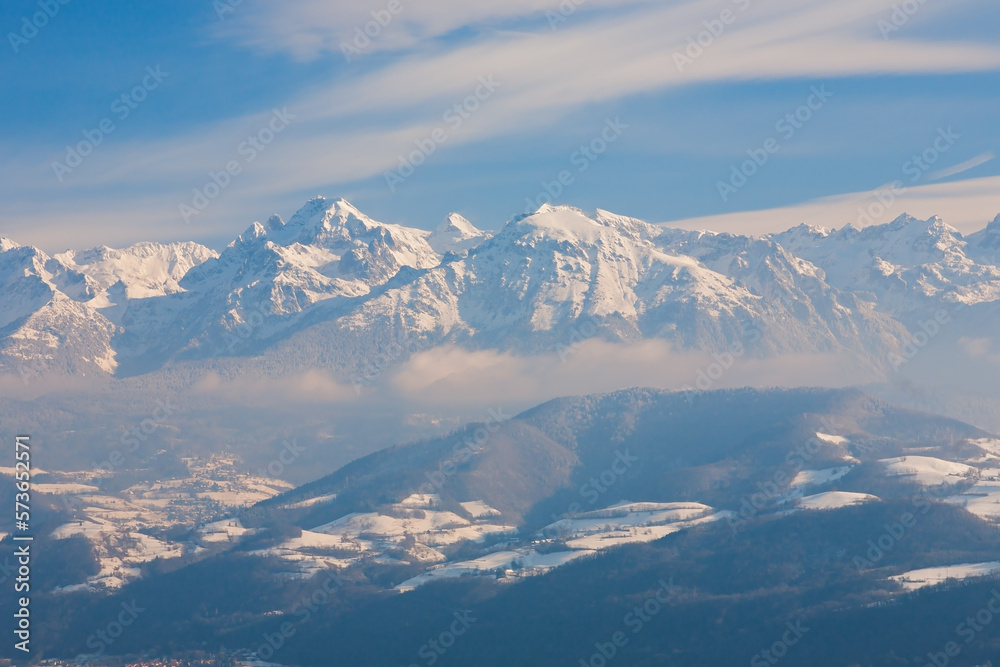Grenoble im Winter, Haute-Savoie, Frankreich