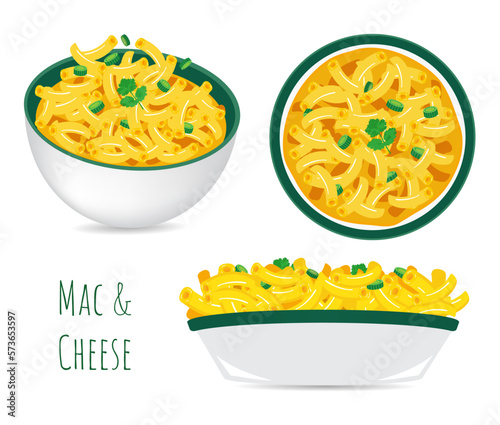 delicious mac and cheese bowl vector illustration