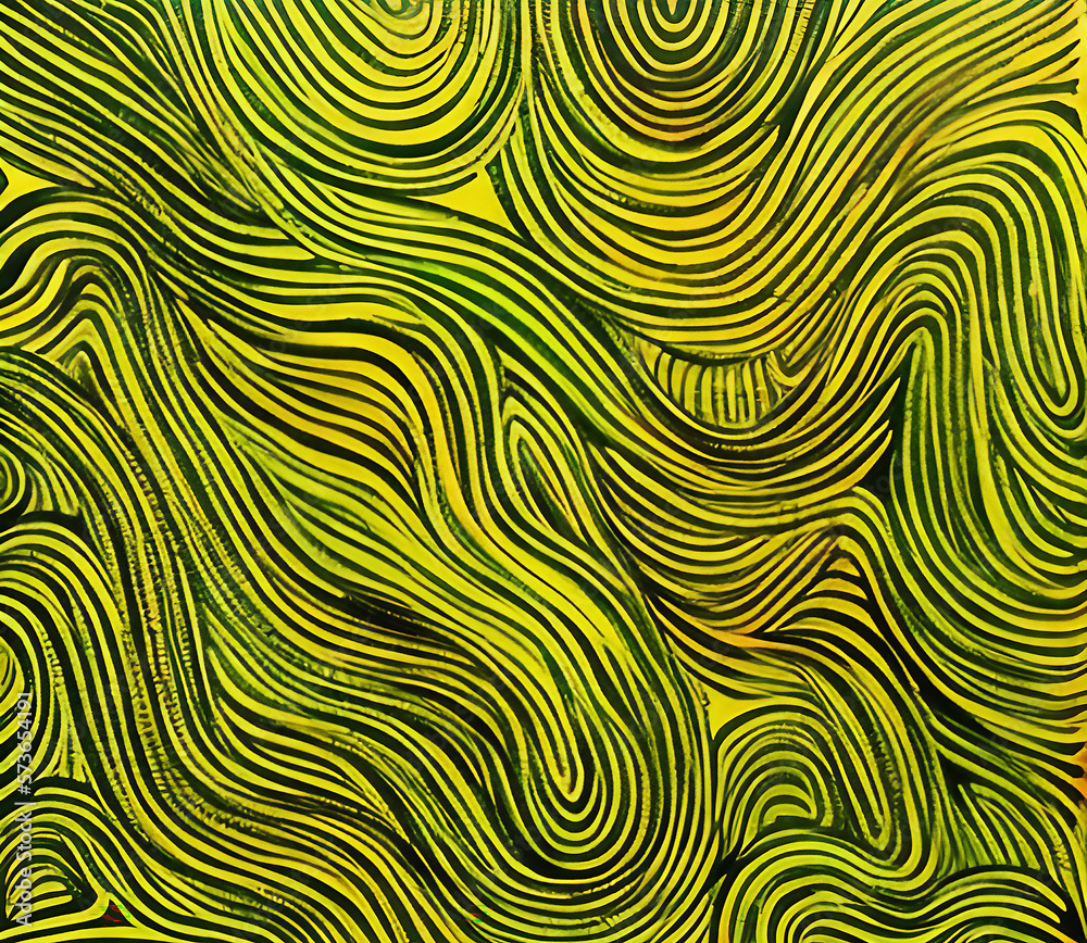 Green and Yellow Swirls Created with Generative AI