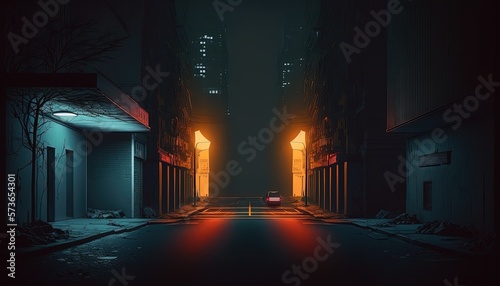 dark road with nobody at midnight time, idea for background backdrop, wallpaper, 