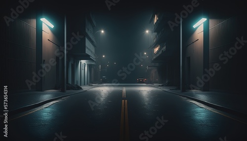 dark road with nobody at midnight time, idea for background backdrop, wallpaper,   © QuietWord