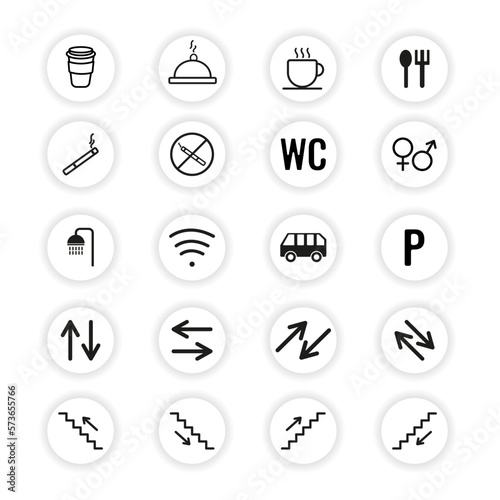 wayfinding signage icons  on white background	