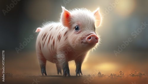 cute piglet in dreamy atmosphere with soft light, Generative Ai