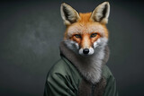 Portrait of a fox in sportswear realistic, fitness  athlete, generative ai