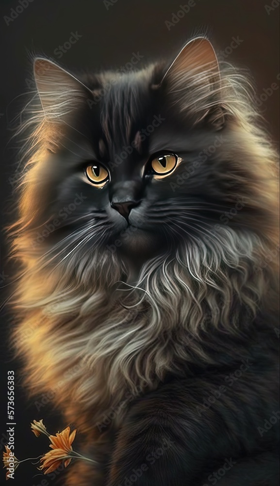 close up cute cat with light glow, Generative Ai close up cute cat with light glow, Generative Ai