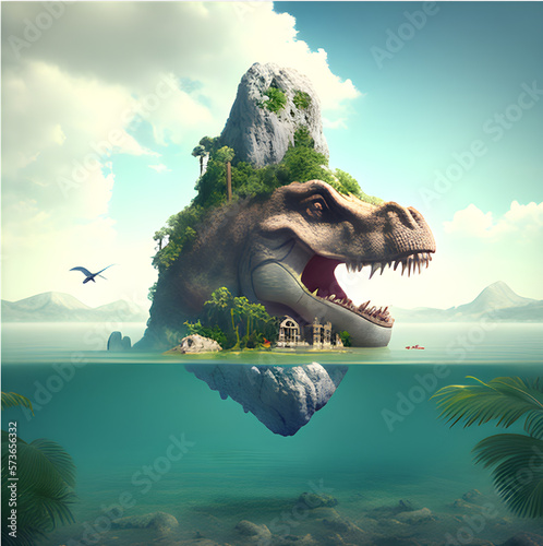 island in dinosaur form - artificial intelligence