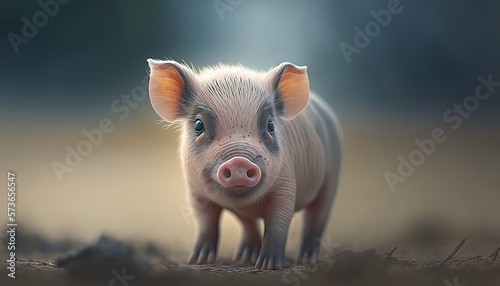 cute piglet with copy space, Generative Ai