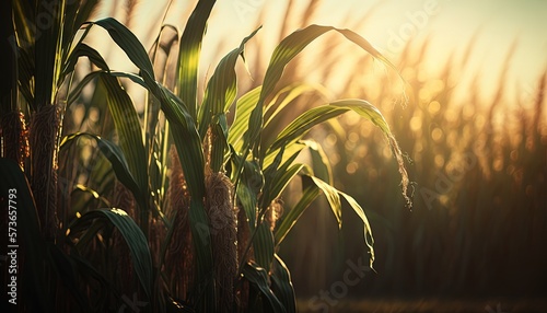 Fotografiet sugarcane in plantation with sunlight, Generative Ai