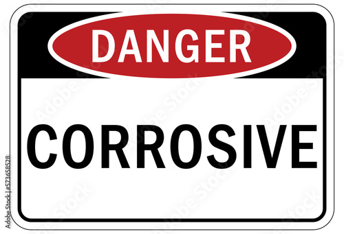 Corrosive material hazard sign and labels