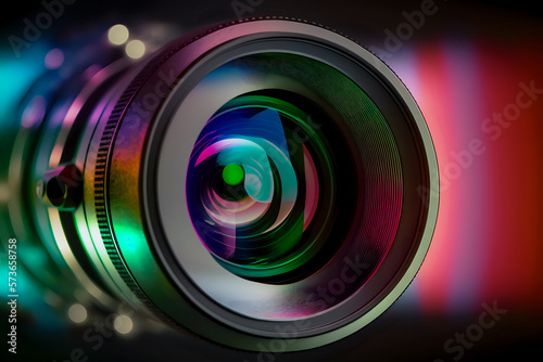 Professional photo camera lens. Generative AI