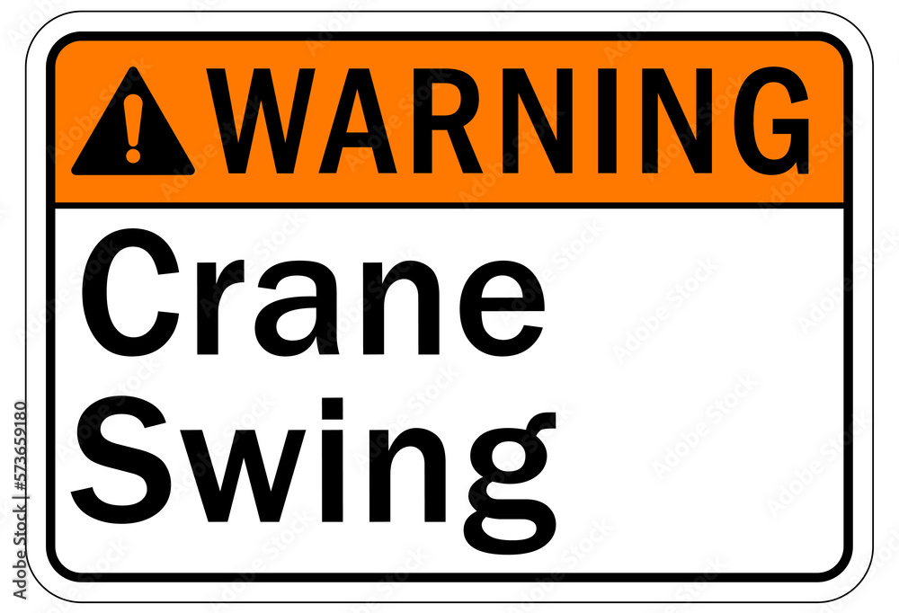 Overhead crane hazard sign and labels crane swing Overhead crane hazard sign and labels crane swing