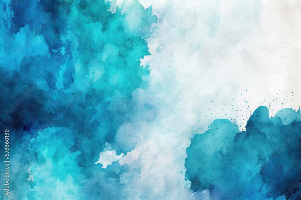 blue watercolor sky and clouds, abstract background.Generative AI