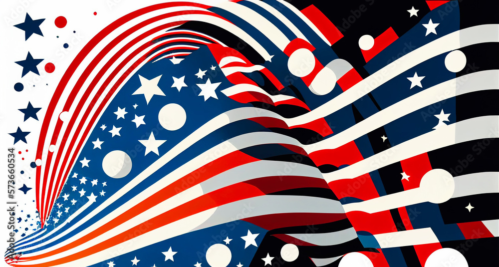 Fototapeta premium Independence day abstract background with elements of the American flag in dark blue Generative AI colors.