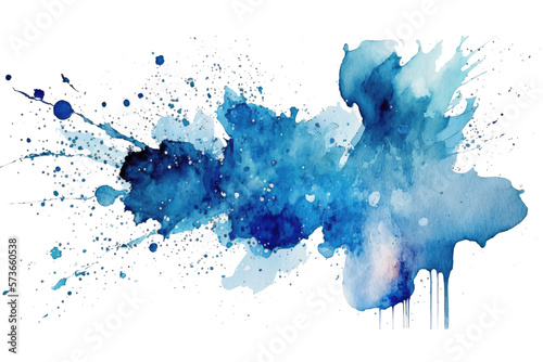 Fototapeta Naklejka Na Ścianę i Meble -  blue watercolor splatter stain texture background design.Generative AI