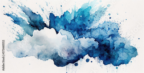blue watercolor splatter stain texture background design.Generative AI © premyuda