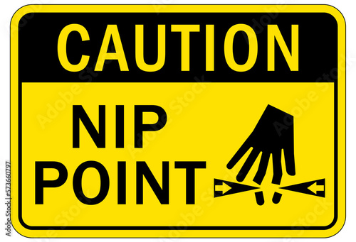 Pinch point hazard sign and labels