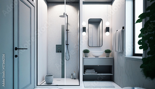 illustration. design. Bathroom with furniture. Bathroom interior. Generative AI