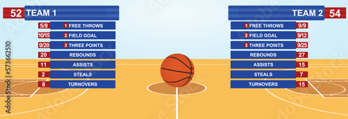 Basketball field statistics. vector illustration