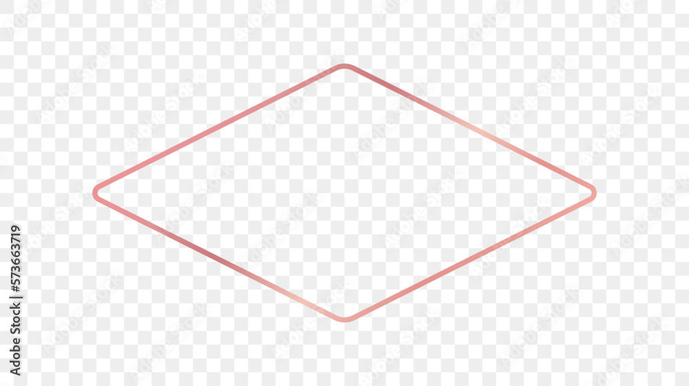 Rose gold glowing rounded rhombus shape frame Rose gold glowing rounded rhombus shape frame