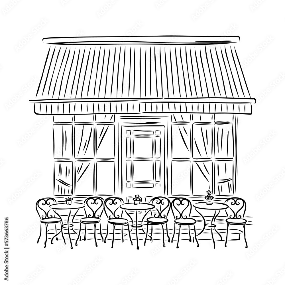 Fototapeta premium Street cafe in old town vector illustration