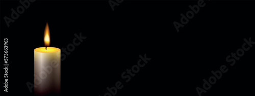 Burning Candle, condolence obituary message, template RIP memorial condolence sympathy. Element for Death mourning memory design. EPS10 vector.