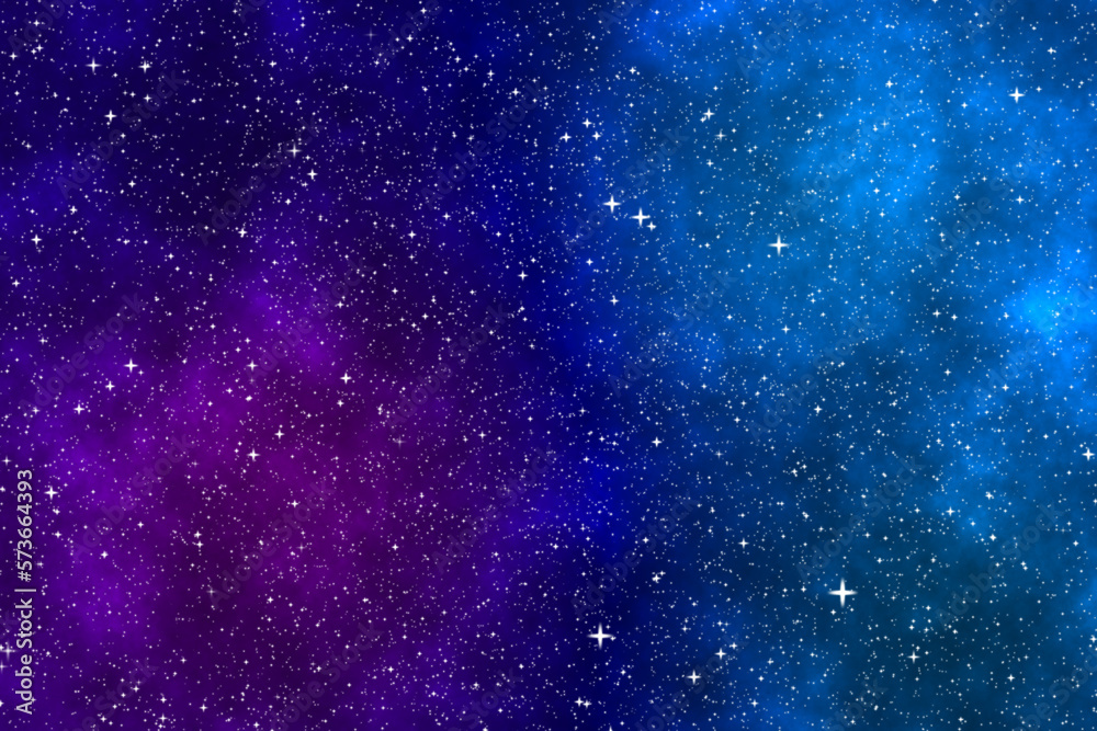 Starry night image with the blue and purple galaxy in the cosmic space.