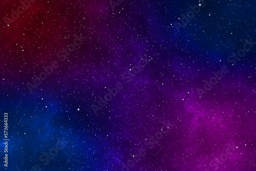 Starry night image with the red and purple galaxy in the cosmic space.