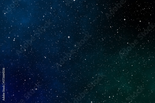 Starry night image background with the blue and green galaxy in the cosmic space.