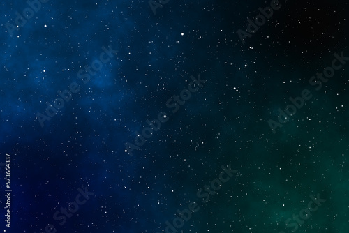 Starry night image with the blue and green galaxies in the cosmic space.