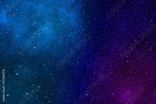Starry night image with the blue and purple nebula in the cosmic space.