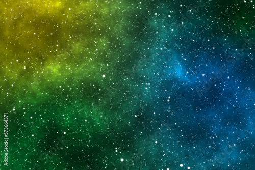 Galaxy image starry night background in blue and green colors © mikenoki