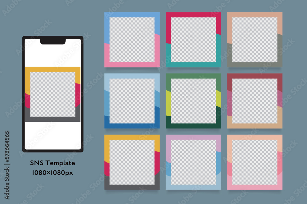 Set of social media post templates in various colors. Vector illustration isolated on a gray background. Set of social media post templates in various colors. Vector illustration isolated on a gray background.