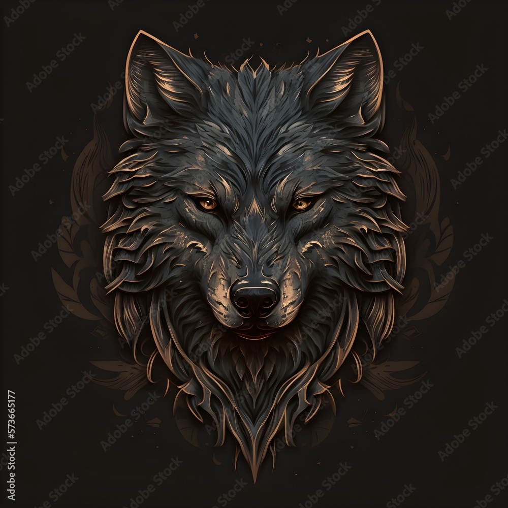 Fototapeta Wolf. Abstract wolf head illustration. Generative AI