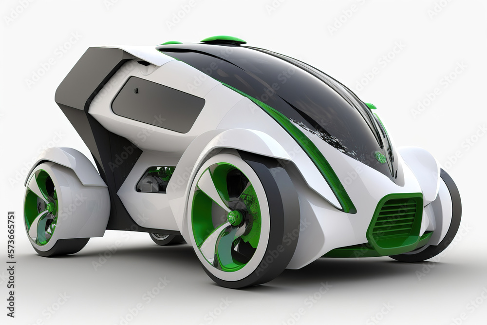 futuristic eco-friendly electric green energy car automobile, generative ai