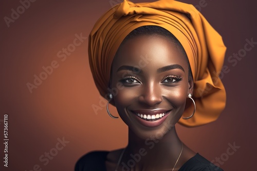 Foto Smiling black woman fashion headshot portrait