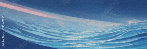 Ocean view digital painting. Paintery, unfinished, cgi brush style. 2d illustration.