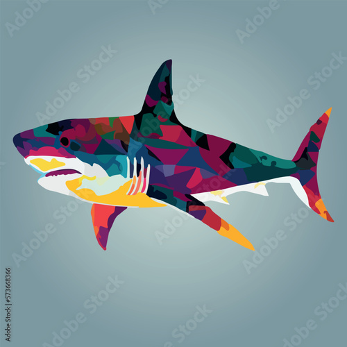 Colorful shark pop art vector illustration