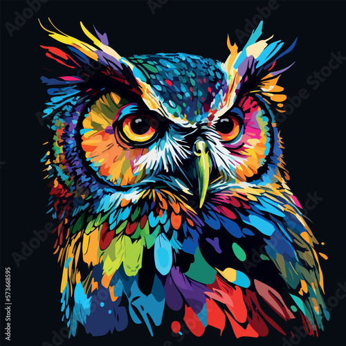 Colorful owl pop art vector illustration