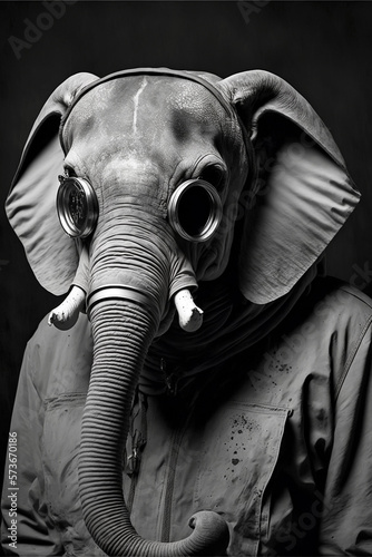 elephant industrial worker, Generative AI © Photobank