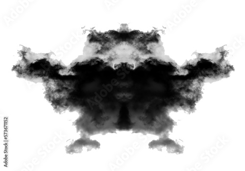 Rorschach test ink blot isolated over transparent background, thematic psychology png illustration photo