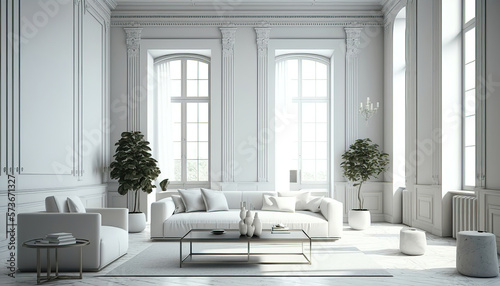 luxury white apartment suite lounge living room, generative ai © Gbor