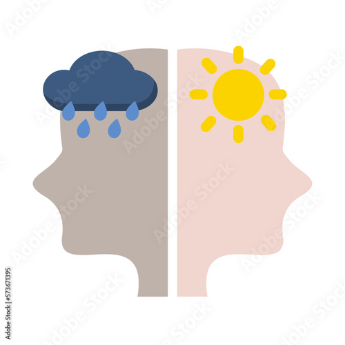 People suffering bipolar disorder. Psychological problem, Mental Health, emotion, depression concept. Flat vector design illustration.