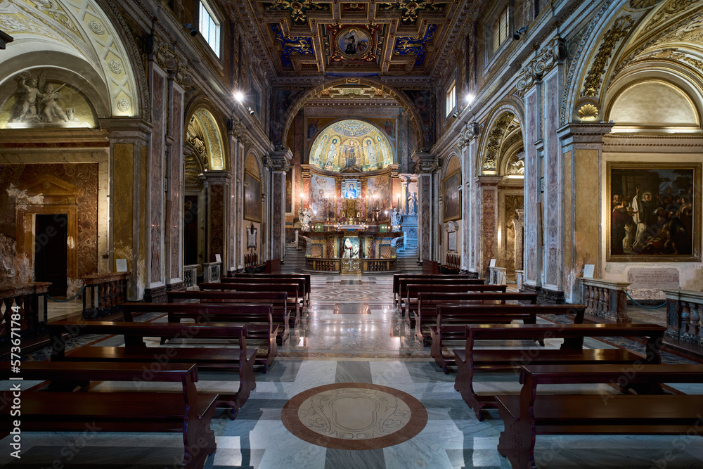 Basilica di Santa Francesca Romana, romanesque styled church at the Roman Forum in Rome, Italy