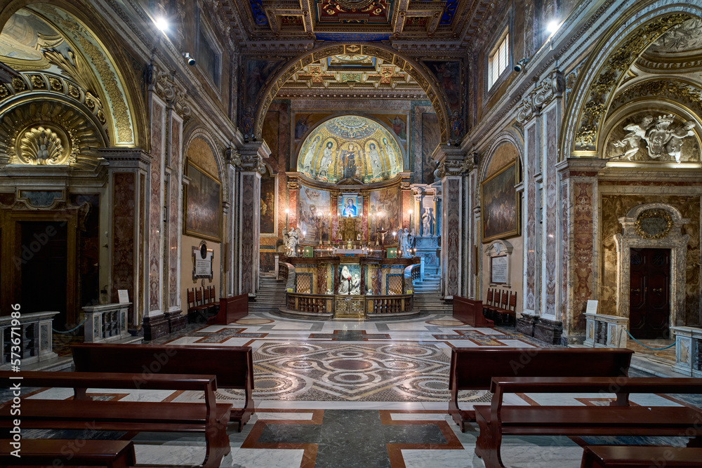 Basilica di Santa Francesca Romana, romanesque styled church at the Roman Forum in Rome, Italy
