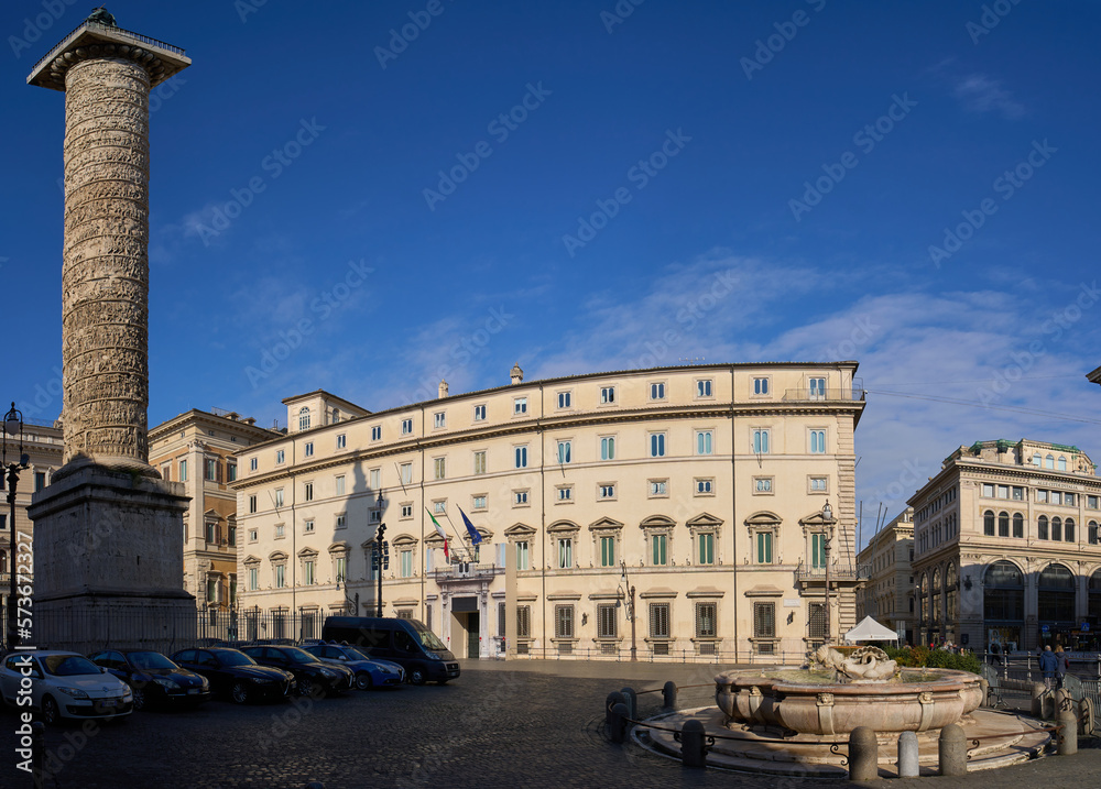Palazzo Chigi, baroque and renaissance styled building, seat of the Council of Ministers and the official residence of the Italian Prime Minister in Rome, Italy
